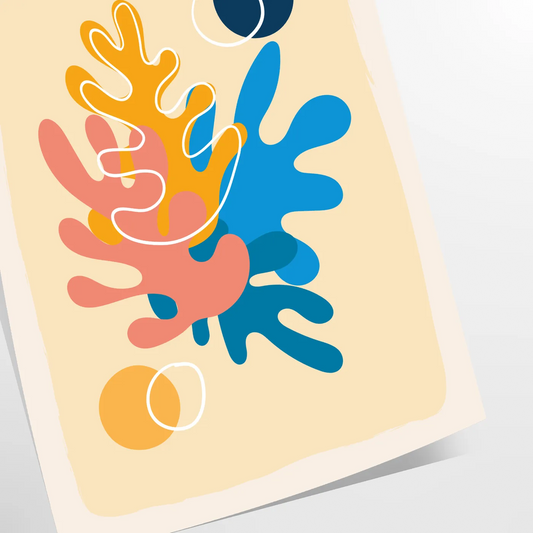 space captivating boho abstract poster vibrant orange blue hues wall art print unique gift sure sizes A4 cm A0 home decor artwork today